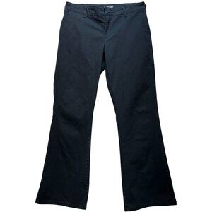 Dickies Women's Slim Fit Flared Chino Pants Flat Front Size 14R Black